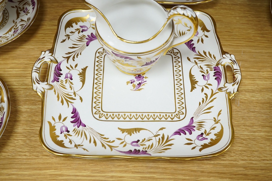 A Grosvenor china part tea set, c.1900, largest 25cm wide. Condition - varies